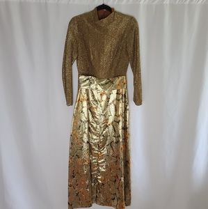 Vintage Cocktail Dress Gold Leaf